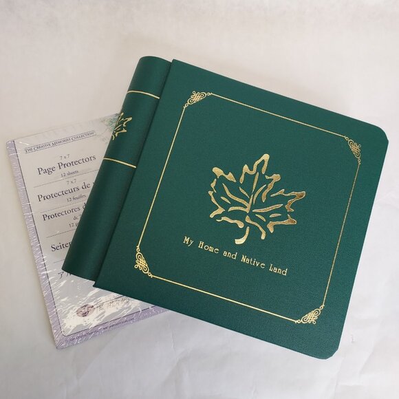Creative Memories 7x7 Green Scrapbook Album w/ pages Gold Foil Maple Leaf Canada - Picture 2 of 15